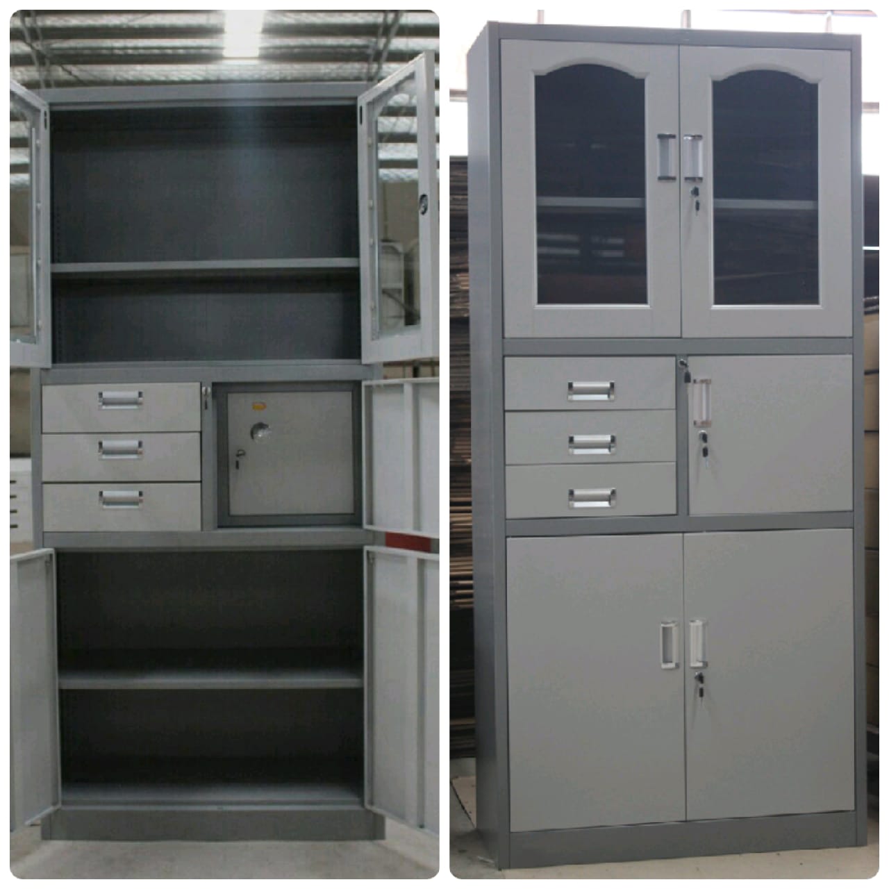 HALF GLASS CUPBOARD WITH SAFE