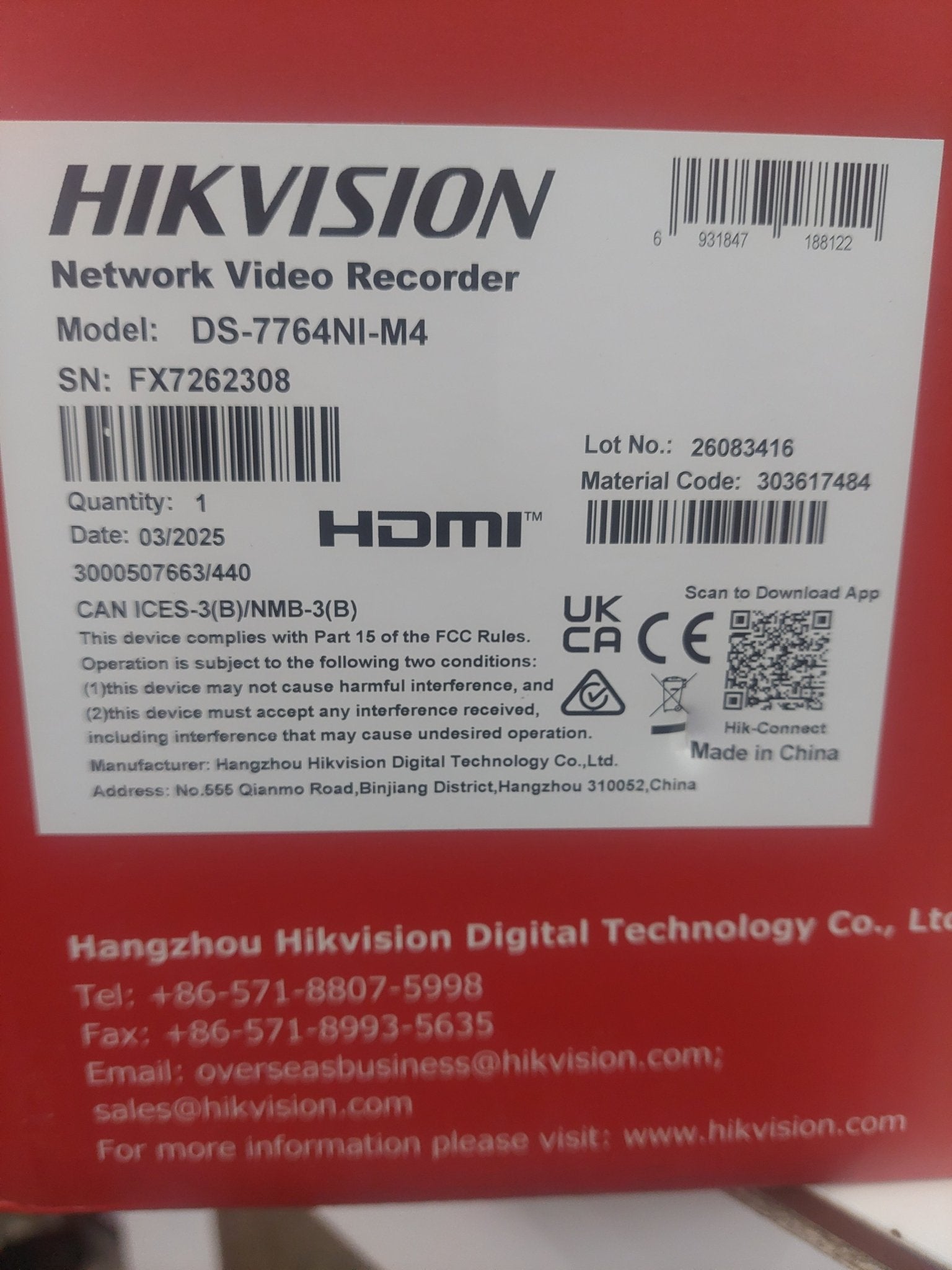 HIKVISION 64CH NVR.DS-7764NI-M4.4 SATA - Joche