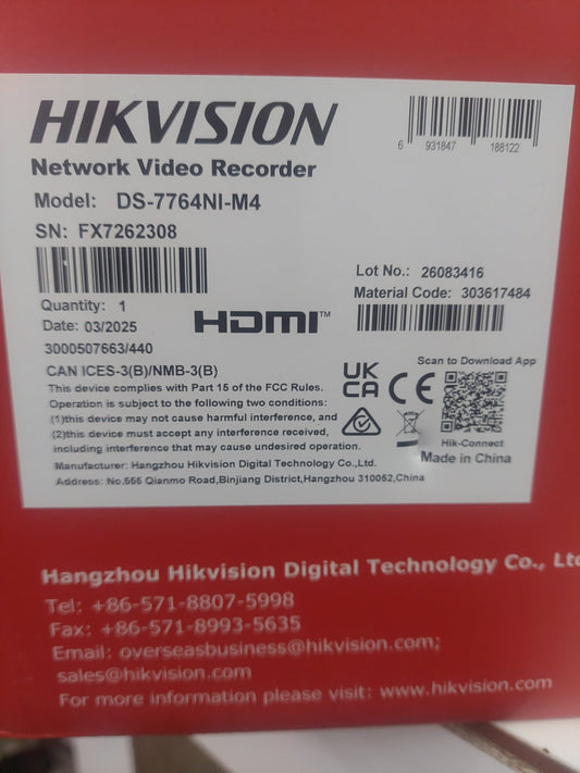 HIKVISION 64CH NVR.DS - 7764NI - M4.4 SATA - Joche