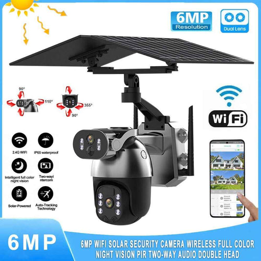 PTZ Camera with Dual Lens and Dual Solar Panels